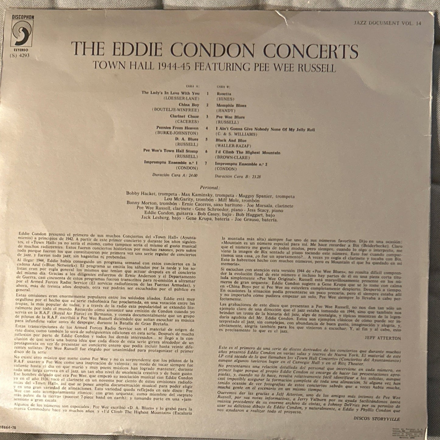 LP Eddie Condon – The Eddie Condon Concerts Con Pee Wee Russell 2ª Mano - DISCOS NAKASHA