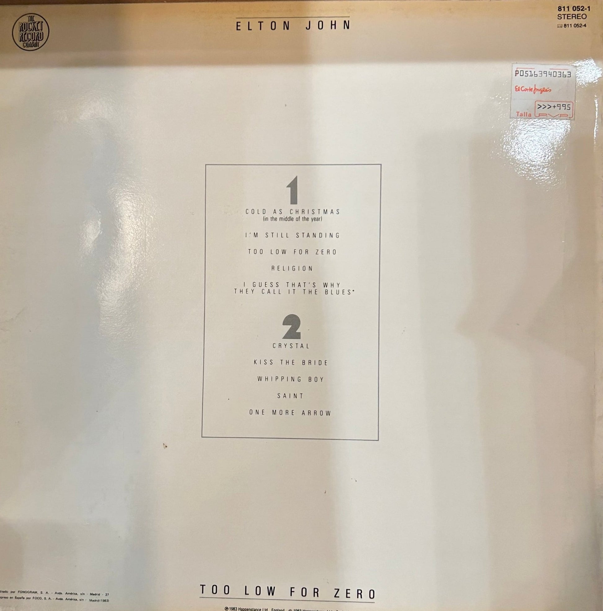 LP Elton John ‎– Too Low For Zero 2ª mano - DISCOS NAKASHA