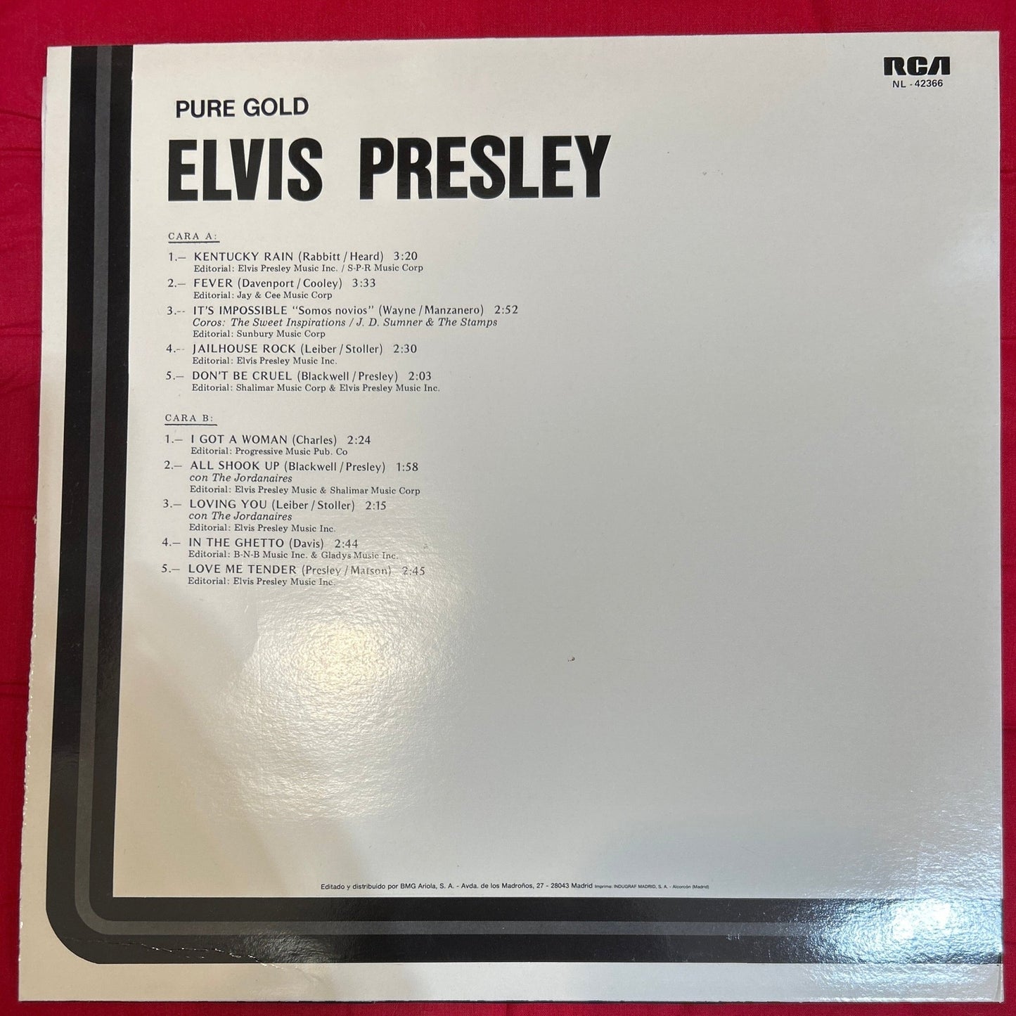 LP Elvis Presley ‎– Pure Gold 2ª Mano - DISCOS NAKASHA