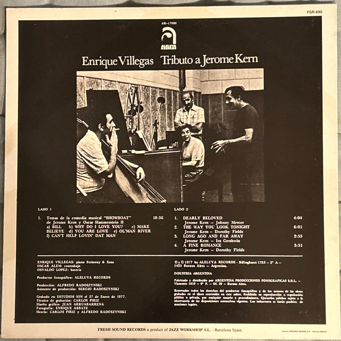 LP Enrique Villegas ‎– Tributo A Jerome Kern 2ª Mano - DISCOS NAKASHA