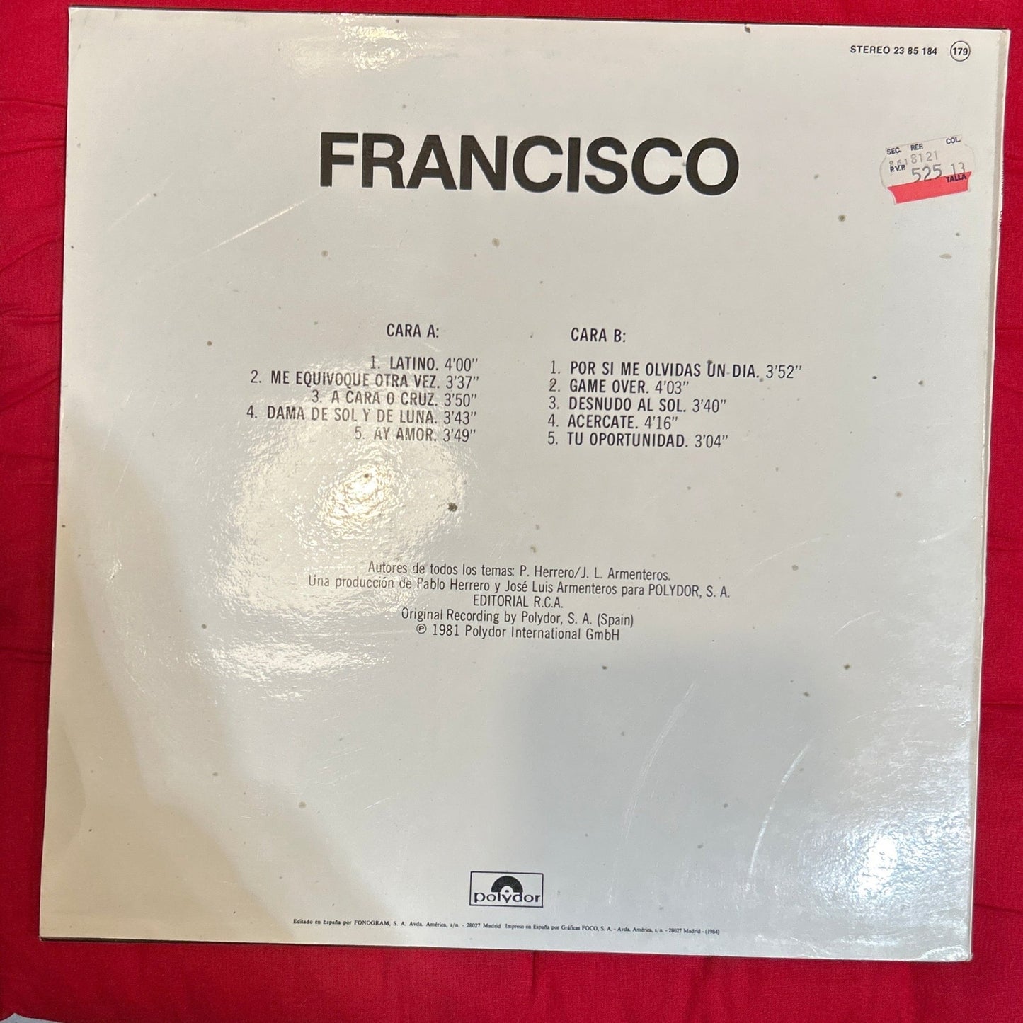 LP Francisco – Latino 2ª mano (Producto exclusivo recogida en tienda) - DISCOS NAKASHA
