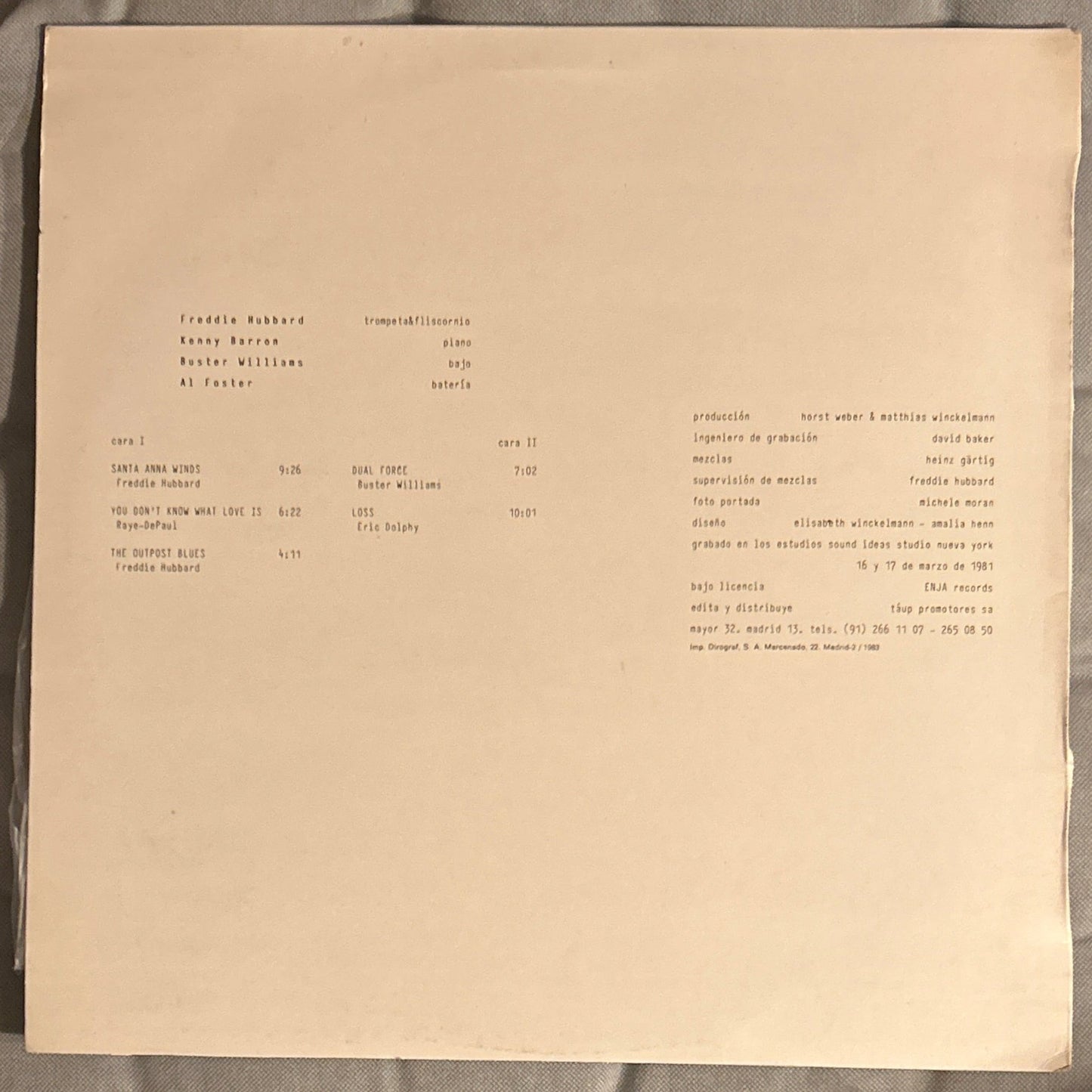 LP Freddie Hubbard ‎– Outpost 2ª Mano - DISCOS NAKASHA