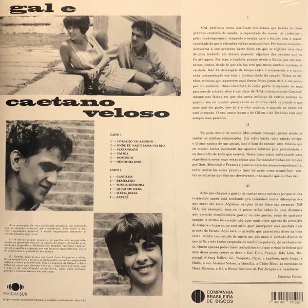 LP Gal E Caetano Velloso – Domingo Nuevo precintado - DISCOS NAKASHA