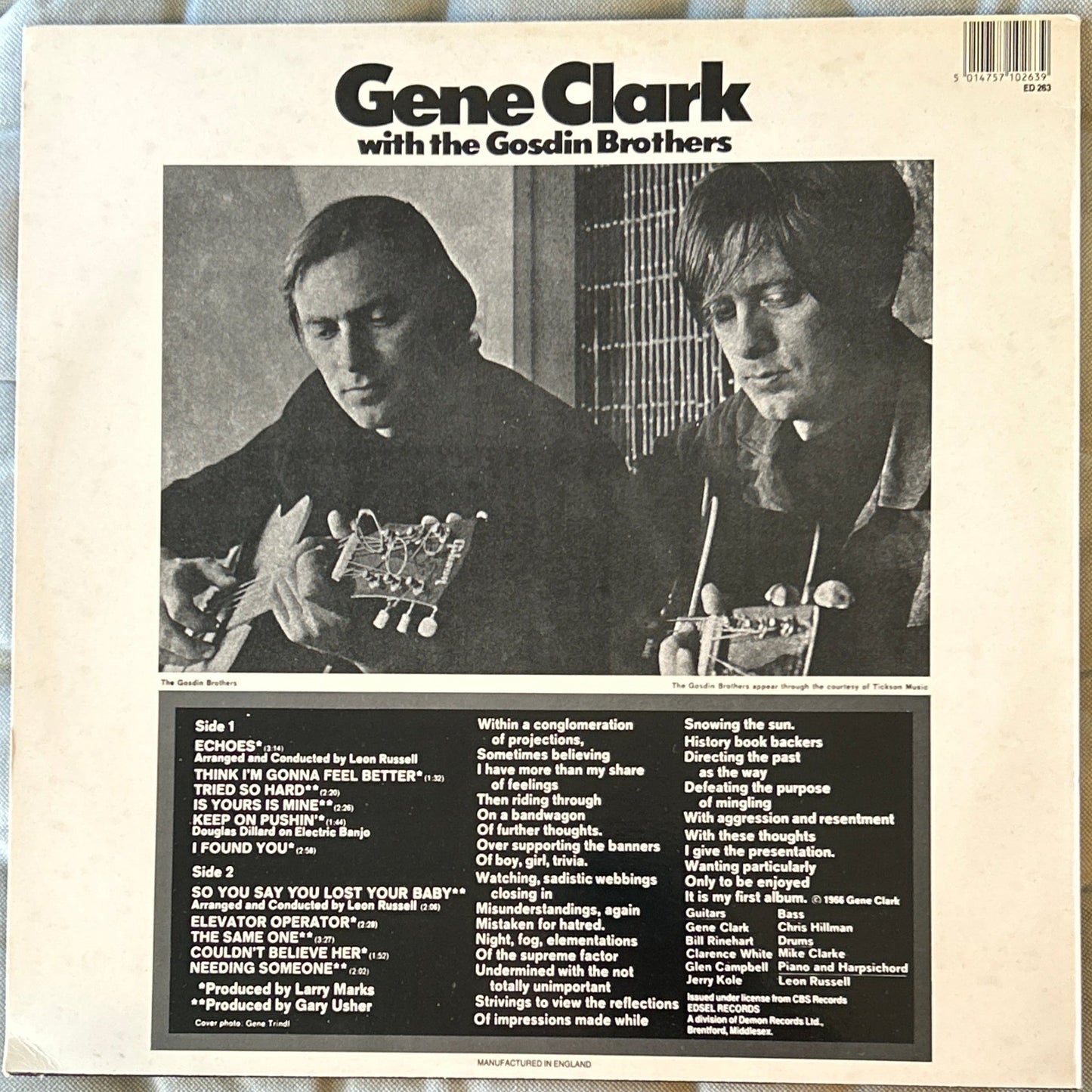 LP Gene Clark With The Gosdin Brothers ‎– Gene Clark With The Gosdin Brothers 2ª Mano - DISCOS NAKASHA