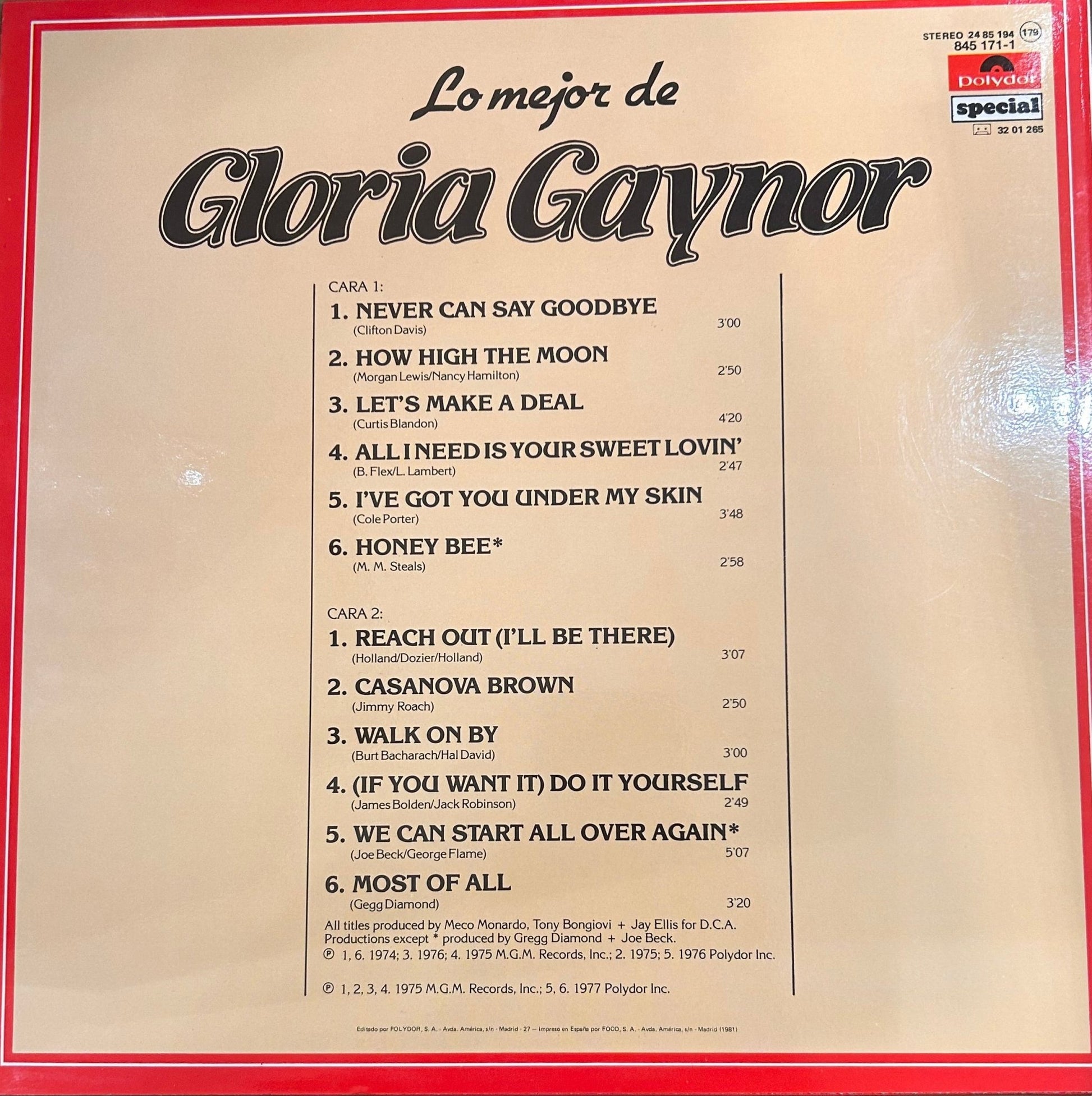 LP Gloria Gaynor ‎– Lo Mejor De Gloria Gaynor 2ª Mano - DISCOS NAKASHA