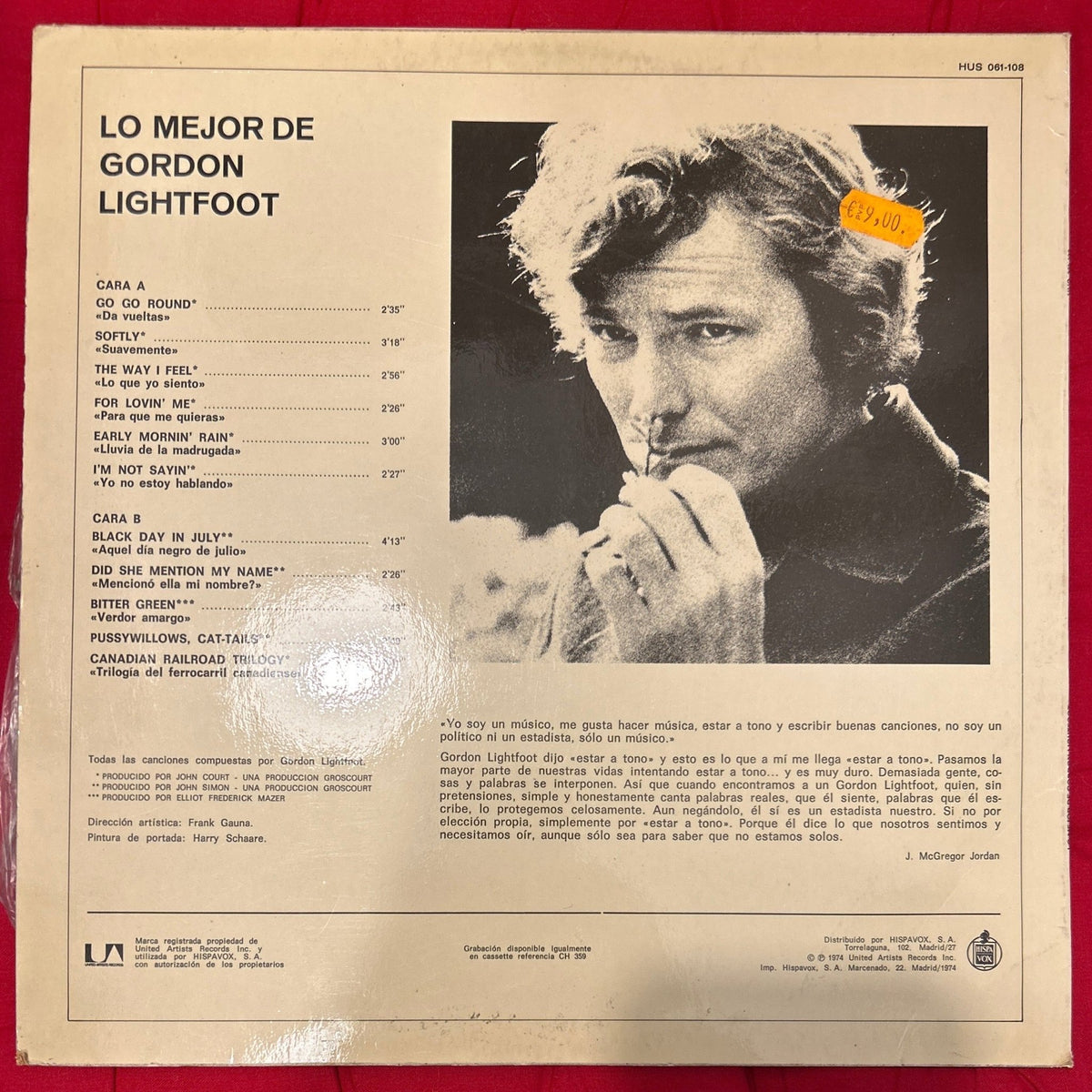 LP Gordon Lightfoot ‎– The Best Of Gordon Lightfoot 2ª Mano (Producto exclusivo recogida en tienda) - DISCOS NAKASHA