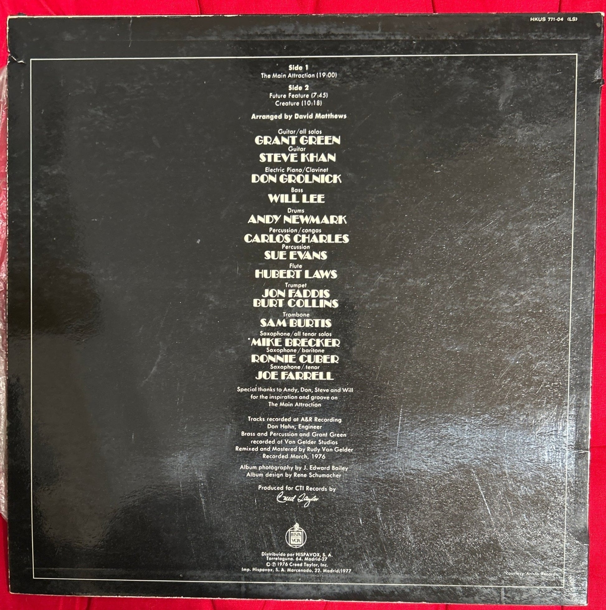 LP Grant Green With Hubert Laws ‎– The Main Attraction 2ª Mano - DISCOS NAKASHA