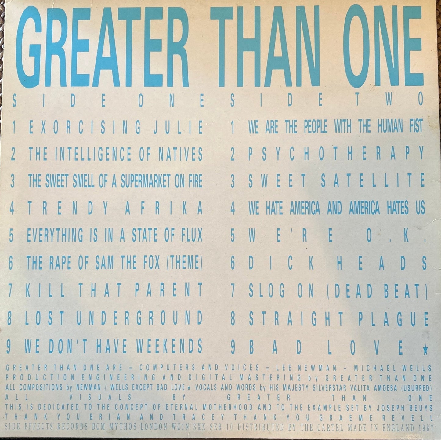 LP Greater Than One ‎– All The Masters Licked Me 2ª Mano - DISCOS NAKASHA