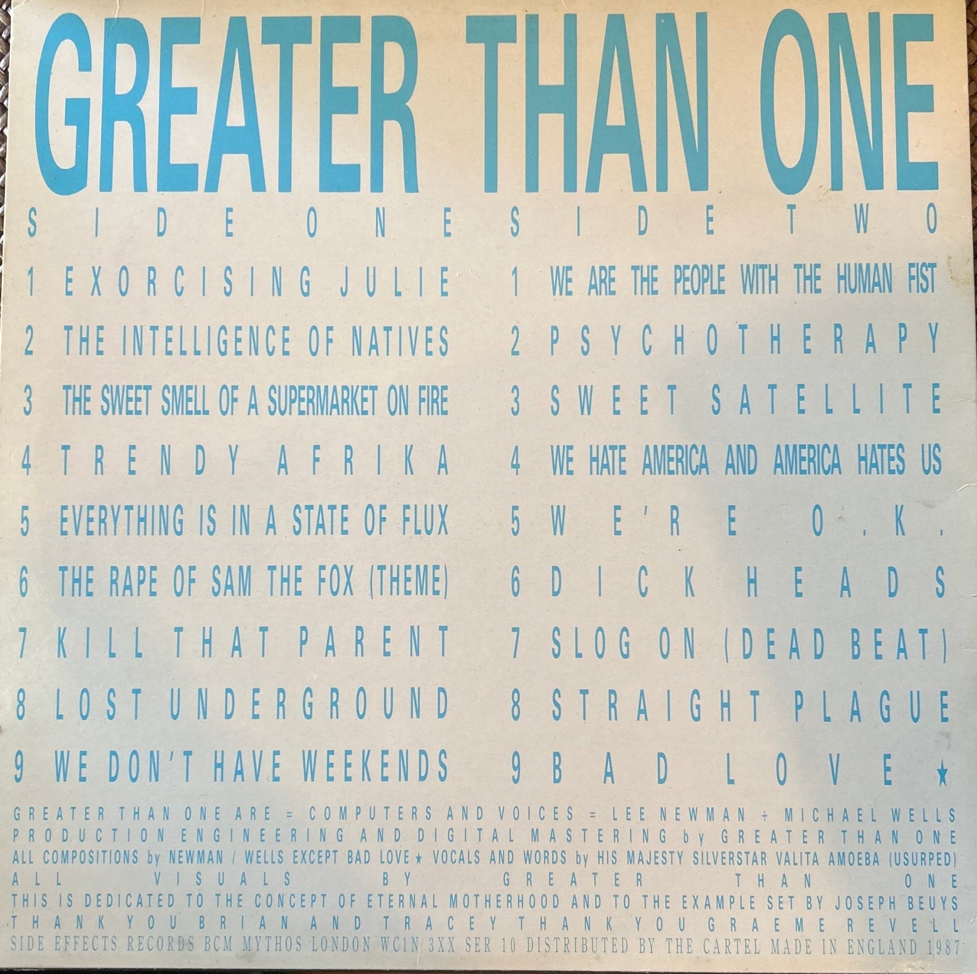 LP Greater Than One ‎– All The Masters Licked Me 2ª Mano - DISCOS NAKASHA