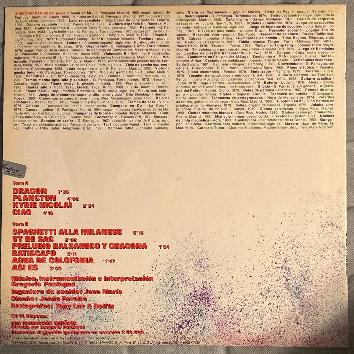 LP Gregorio Paniagua ‎– Batiscafo 2ª Mano - DISCOS NAKASHA