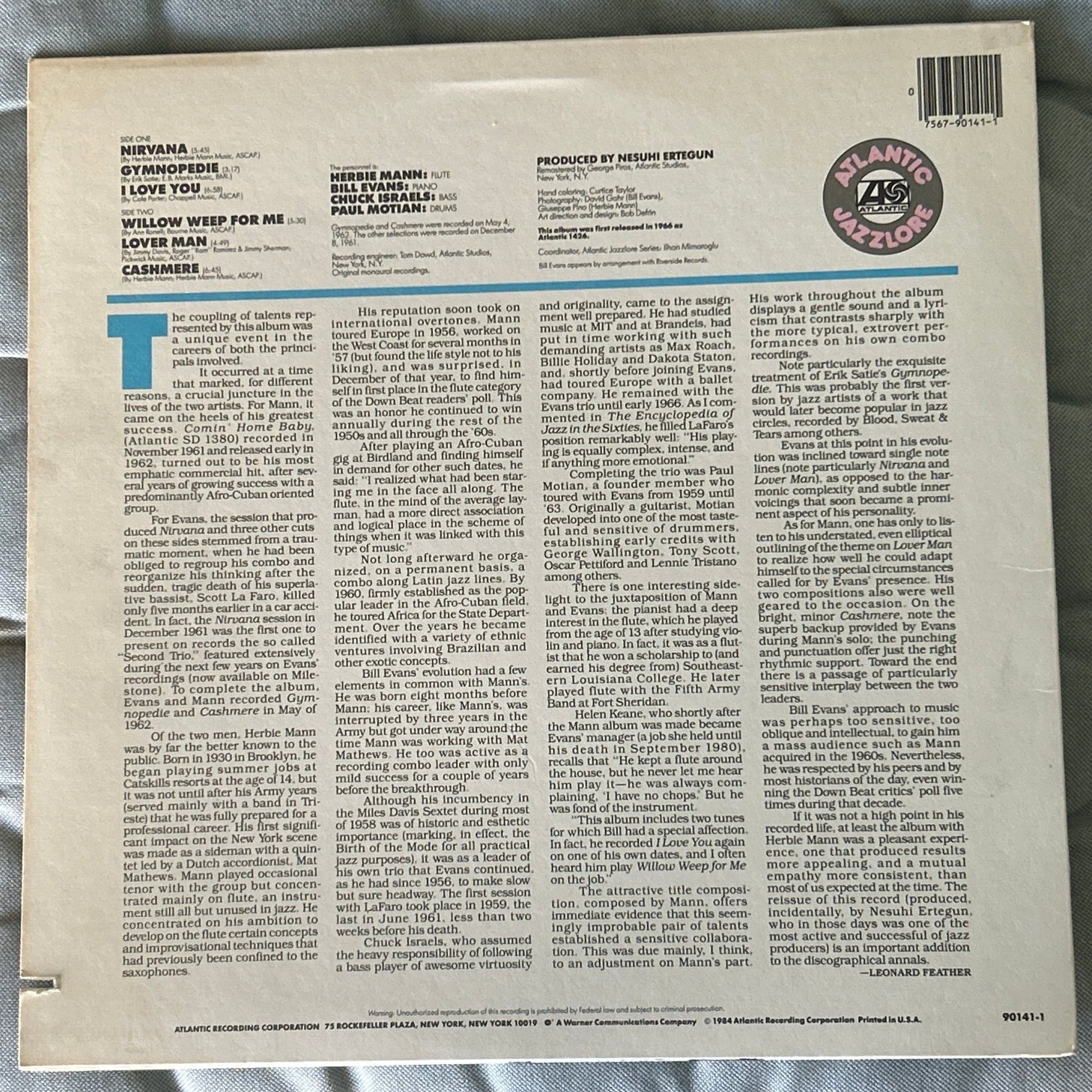 LP Herbie Mann & The Bill Evans Trio ‎– Nirvana 2ª Mano - DISCOS NAKASHA