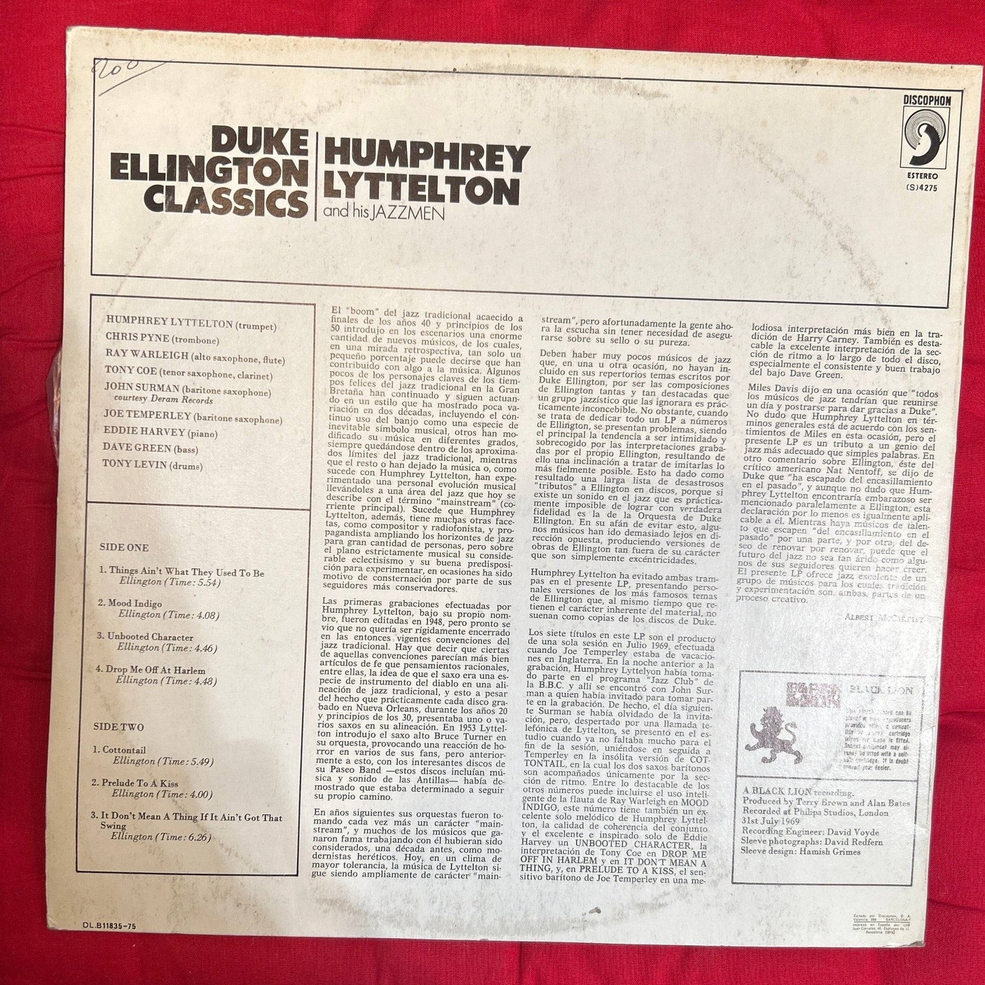 LP Humphrey Lyttelton – Duke Ellington Classics 2ª Mano - DISCOS NAKASHA