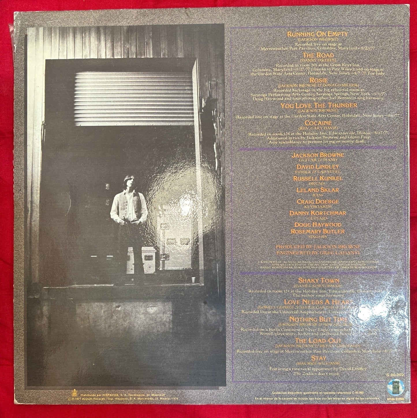 LP Jackson Browne ‎– Running On Empty 2ª Mano - DISCOS NAKASHA
