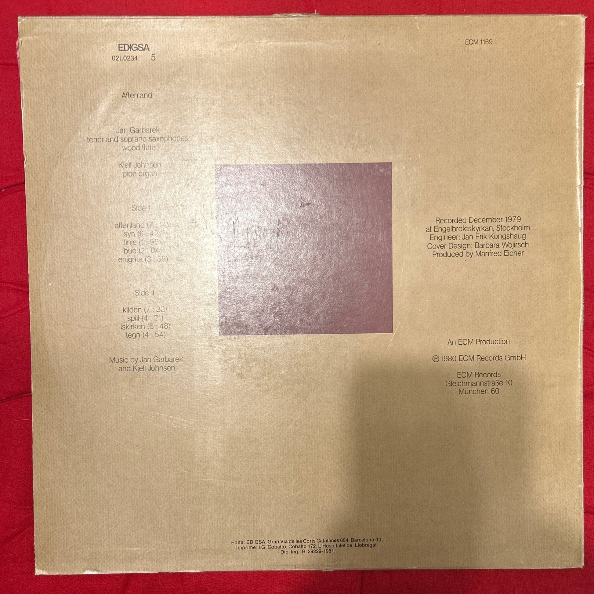 LP Jan Garbarek, Kjell Johnsen ‎– Aftenland 2ª Mano - DISCOS NAKASHA