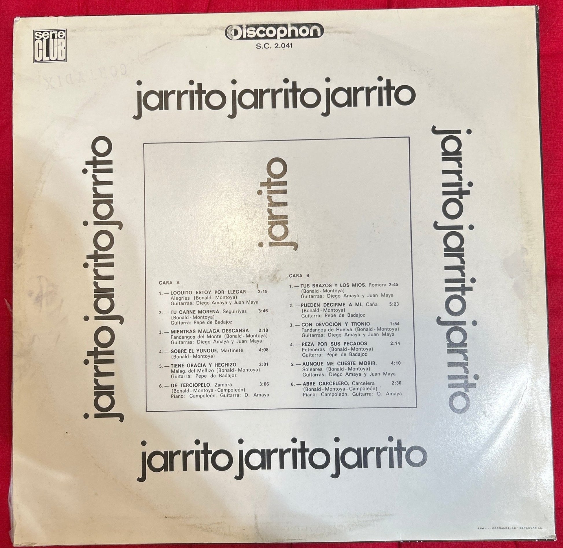 LP Jarrito ‎– Cante flamenco 2ª Mano - DISCOS NAKASHA