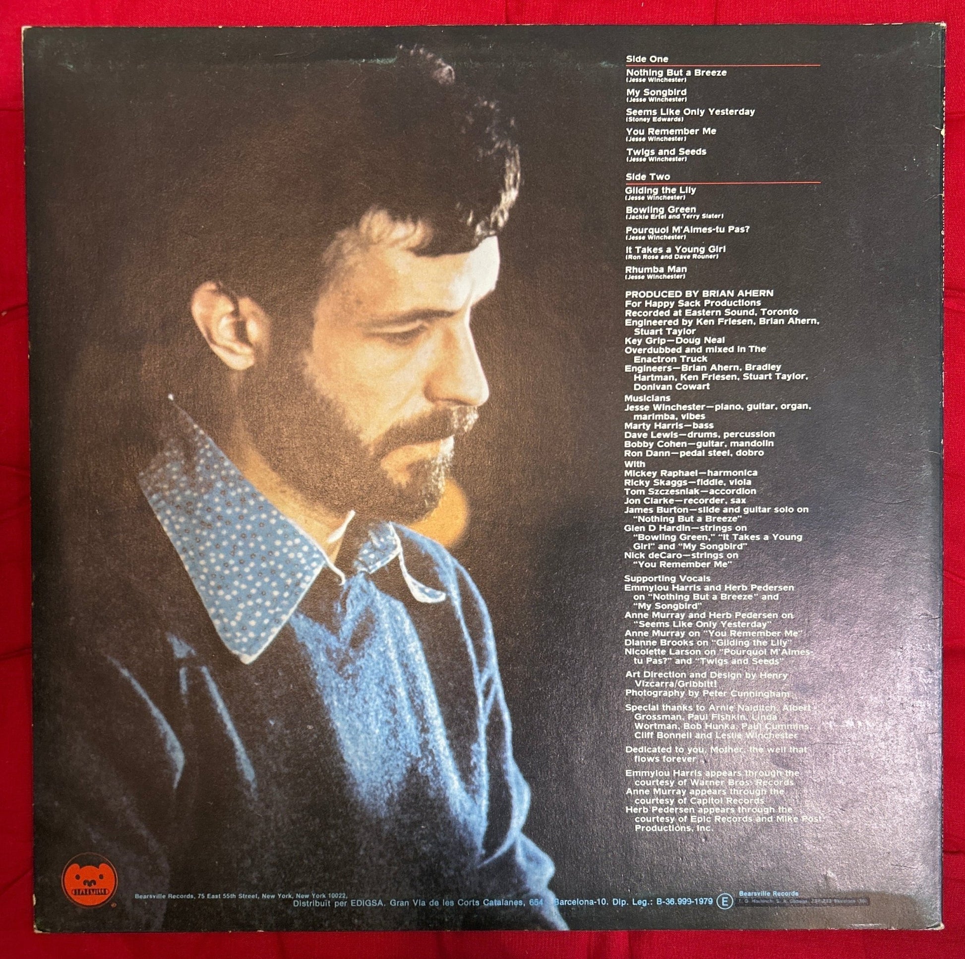 LP Jesse Winchester ‎– Nothing But A Breeze 2ª Mano - DISCOS NAKASHA