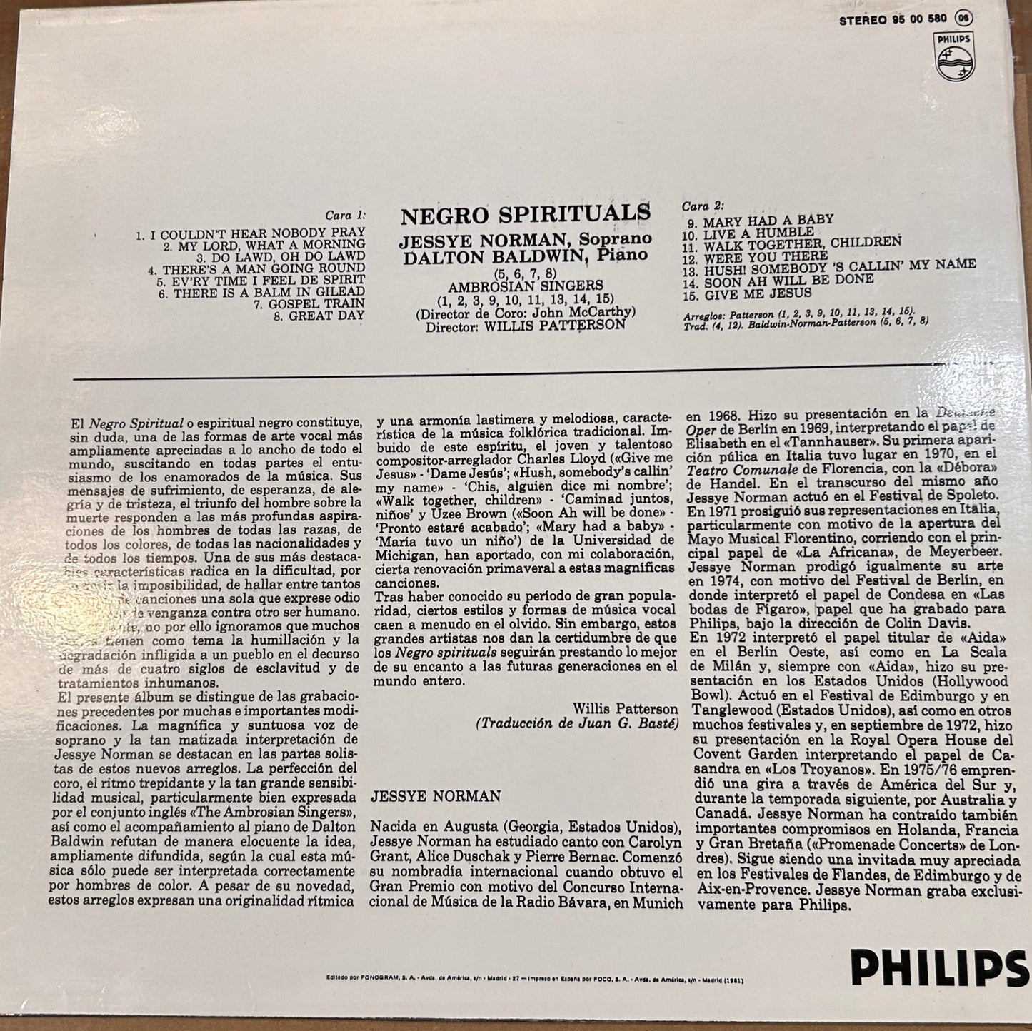 LP Jessye Norman ‎– Negro Spirituals Nuevo precintado - DISCOS NAKASHA
