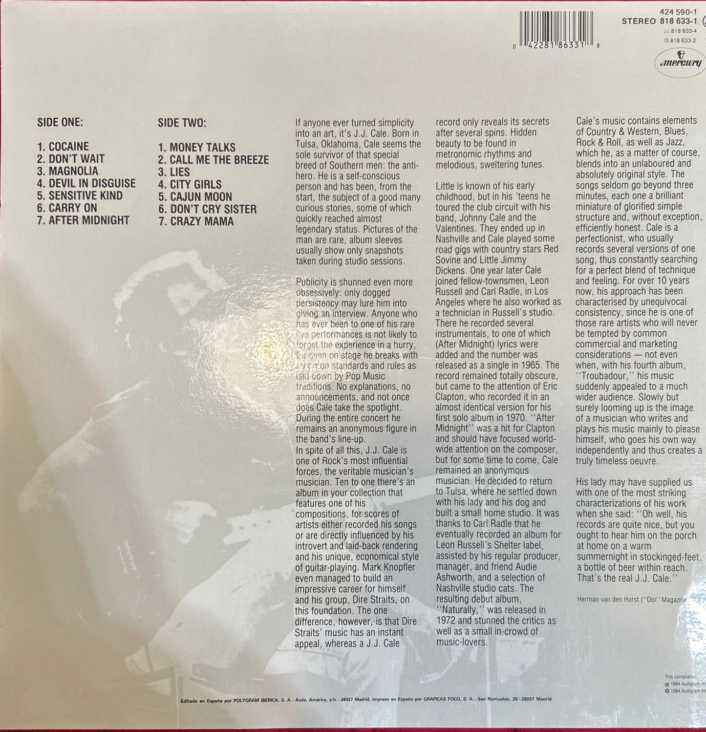 LP J.J. Cale ‎– Special Edition 2ª Mano - DISCOS NAKASHA