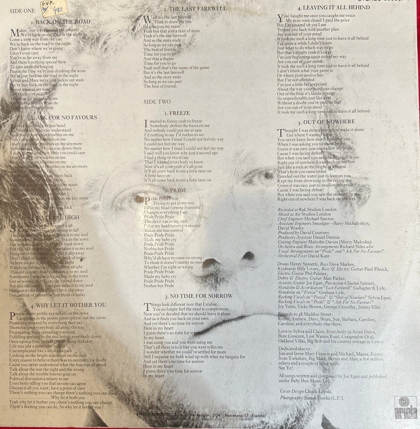 LP Joe Egan ‎– Out Of Nowhere 2ª Mano - DISCOS NAKASHA
