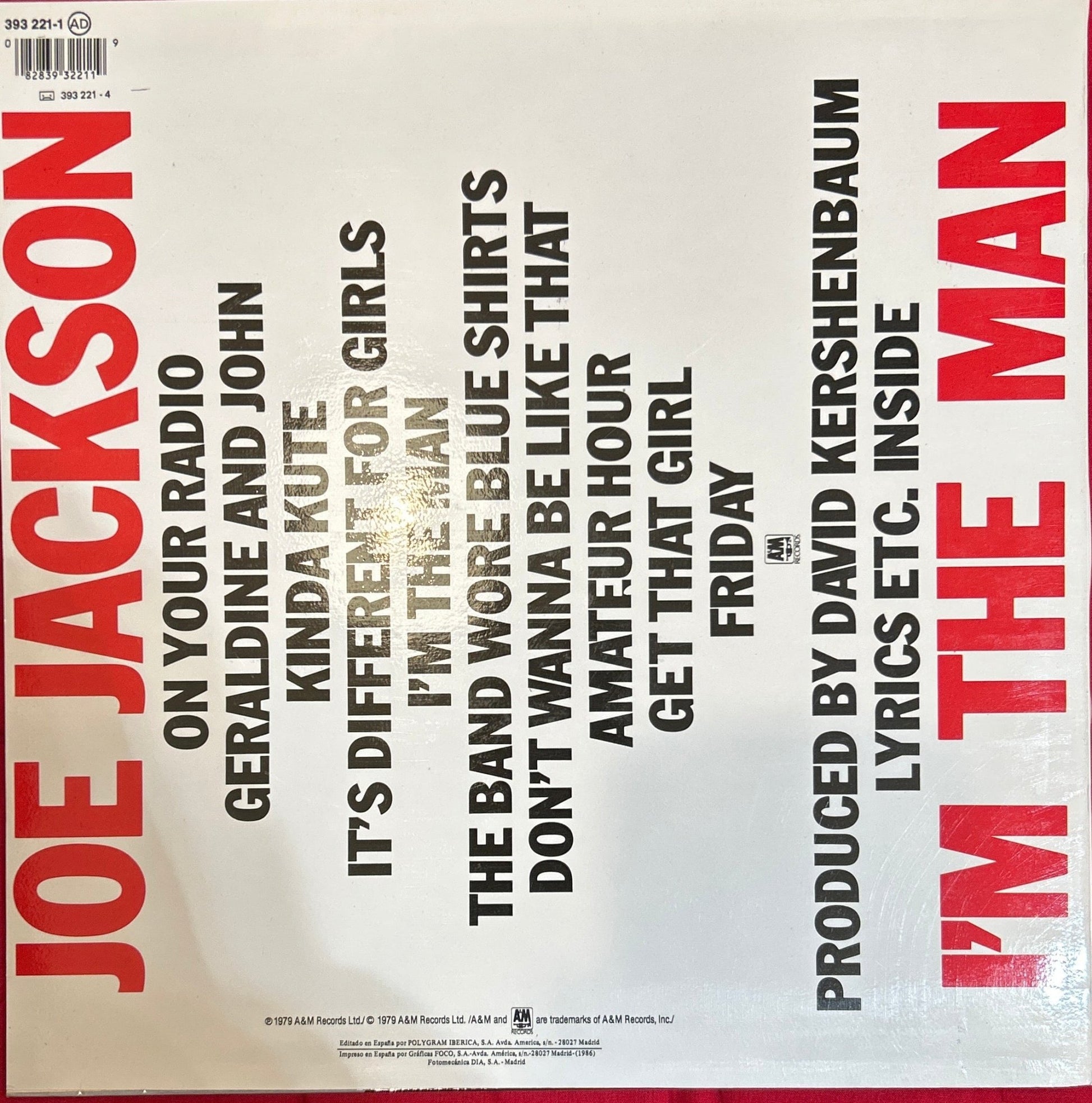 LP Joe Jackson ‎– I'm The Man 2ª Mano - DISCOS NAKASHA