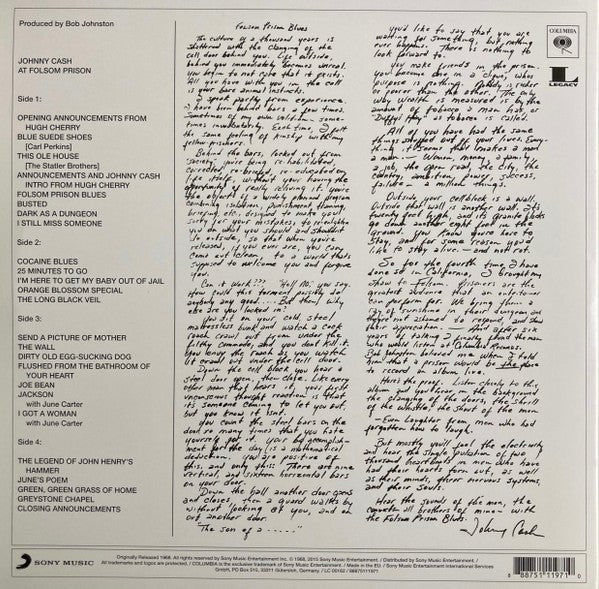 LP Johnny Cash – At Folsom Prison Nuevo precintado - DISCOS NAKASHA