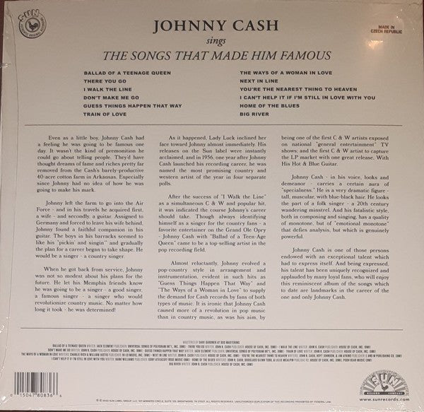 LP Johnny Cash – Johnny Cash Sings The Songs That Made Him Famous Nuevo precintado - DISCOS NAKASHA