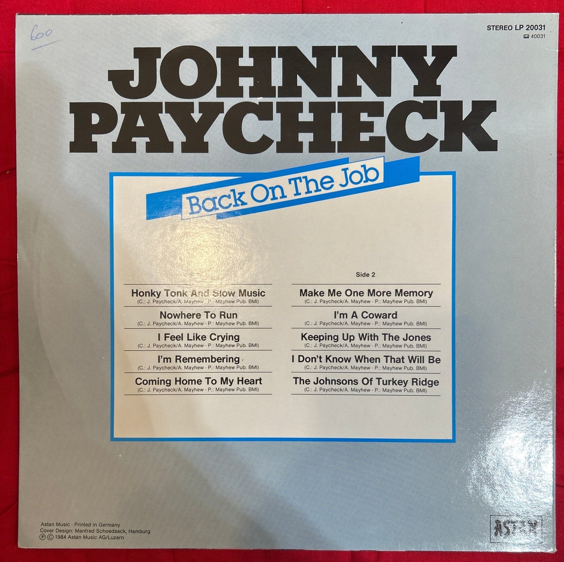 LP Johnny Paycheck ‎– Back On The Job 2ª Mano - DISCOS NAKASHA