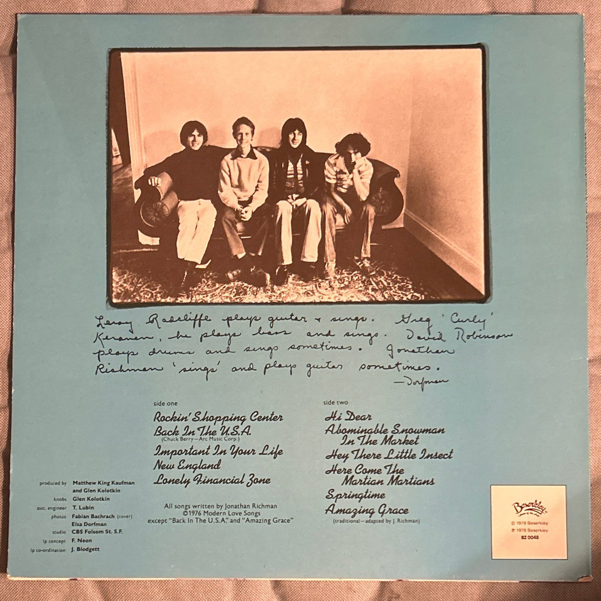 LP Jonathan Richman & The Modern Lovers ‎– Jonathan Richman & The Modern Lovers 2ª Mano - DISCOS NAKASHA