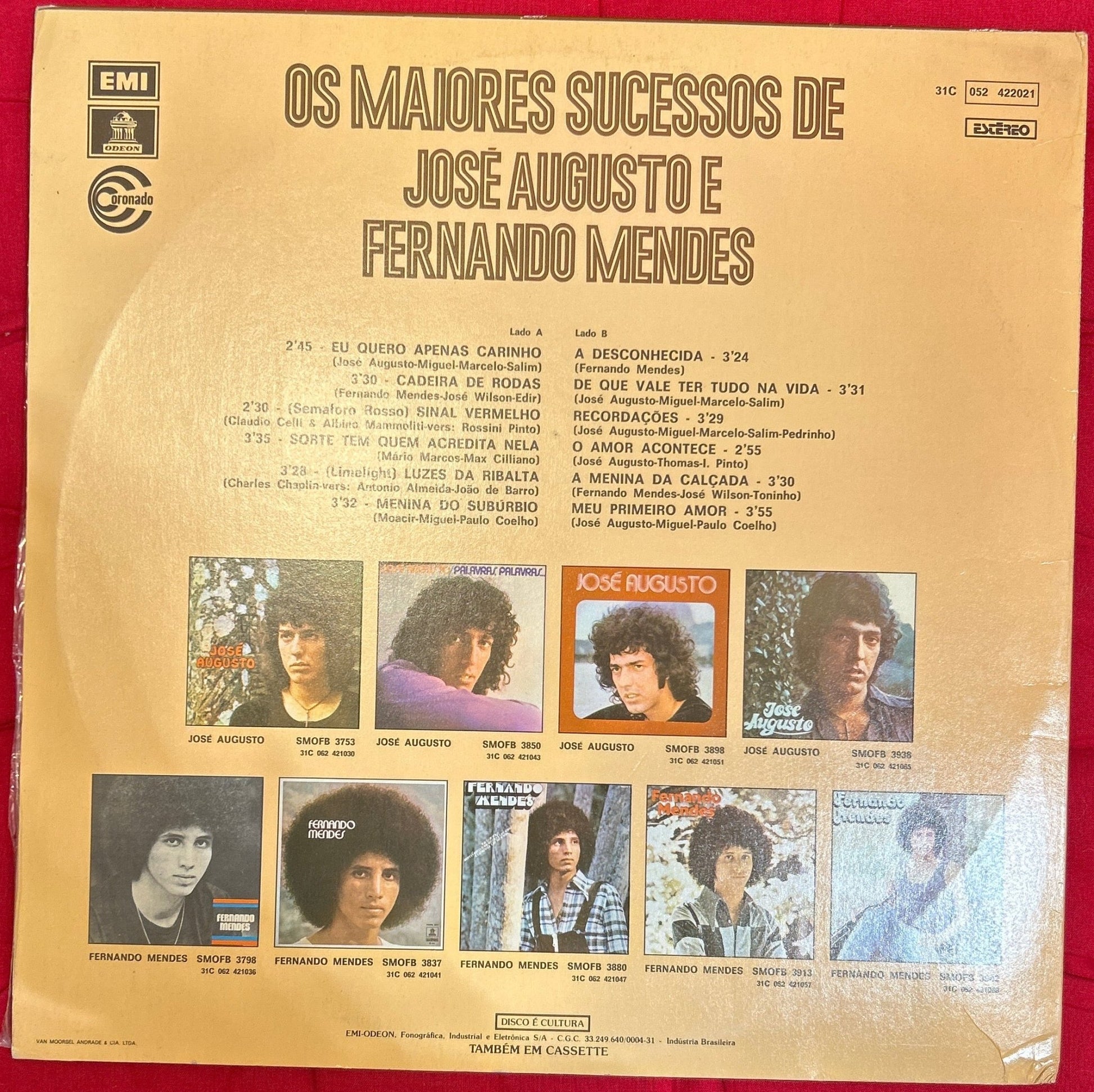 LP José Augusto / Fernando Mendes ‎– Os Maiores Sucessos De José Augusto E Fernando Mendes Ed. Brasileña 2ª Mano - DISCOS NAKASHA