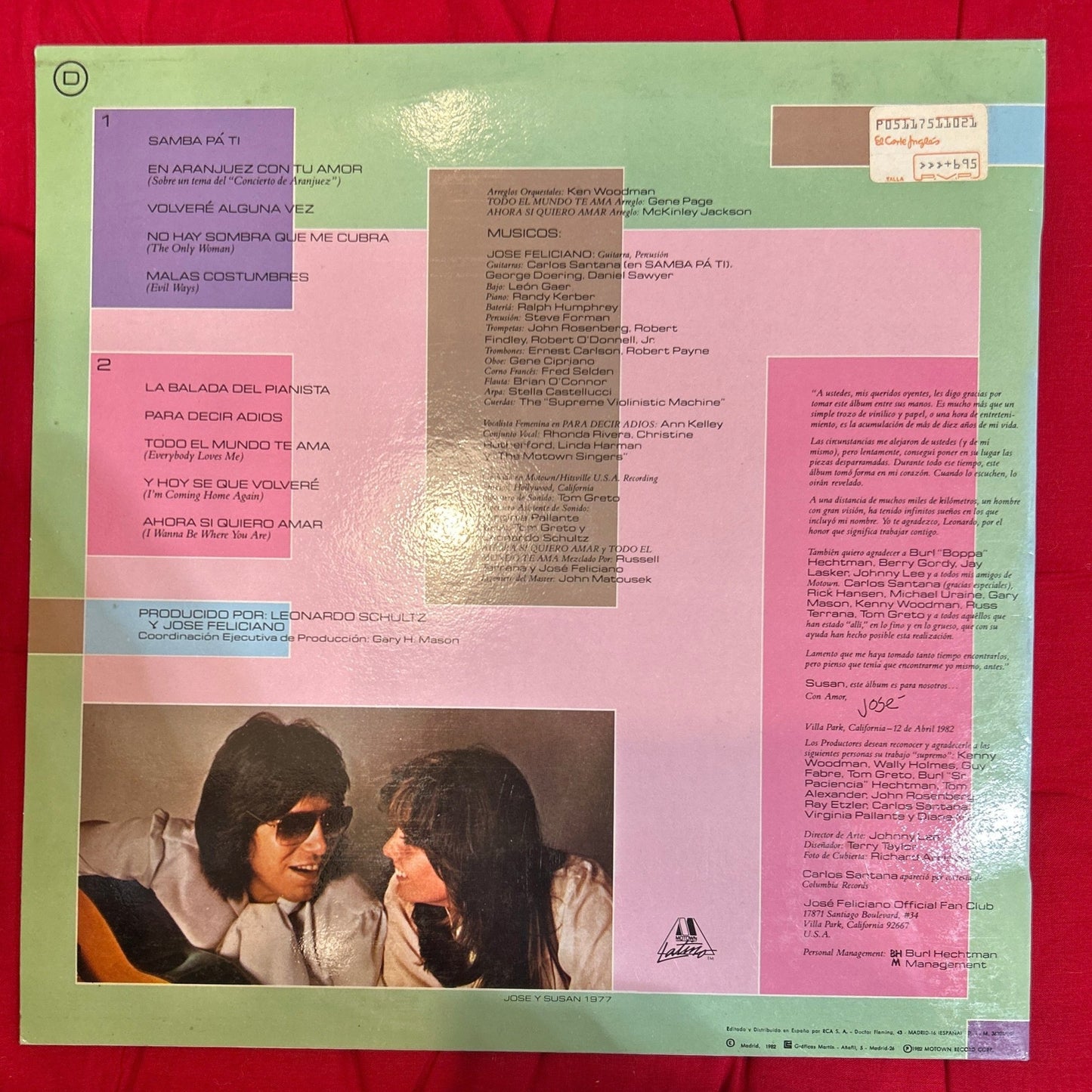 LP José Feliciano – Escenas De Amor 2ª mano (Producto exclusivo recogida en tienda) - DISCOS NAKASHA