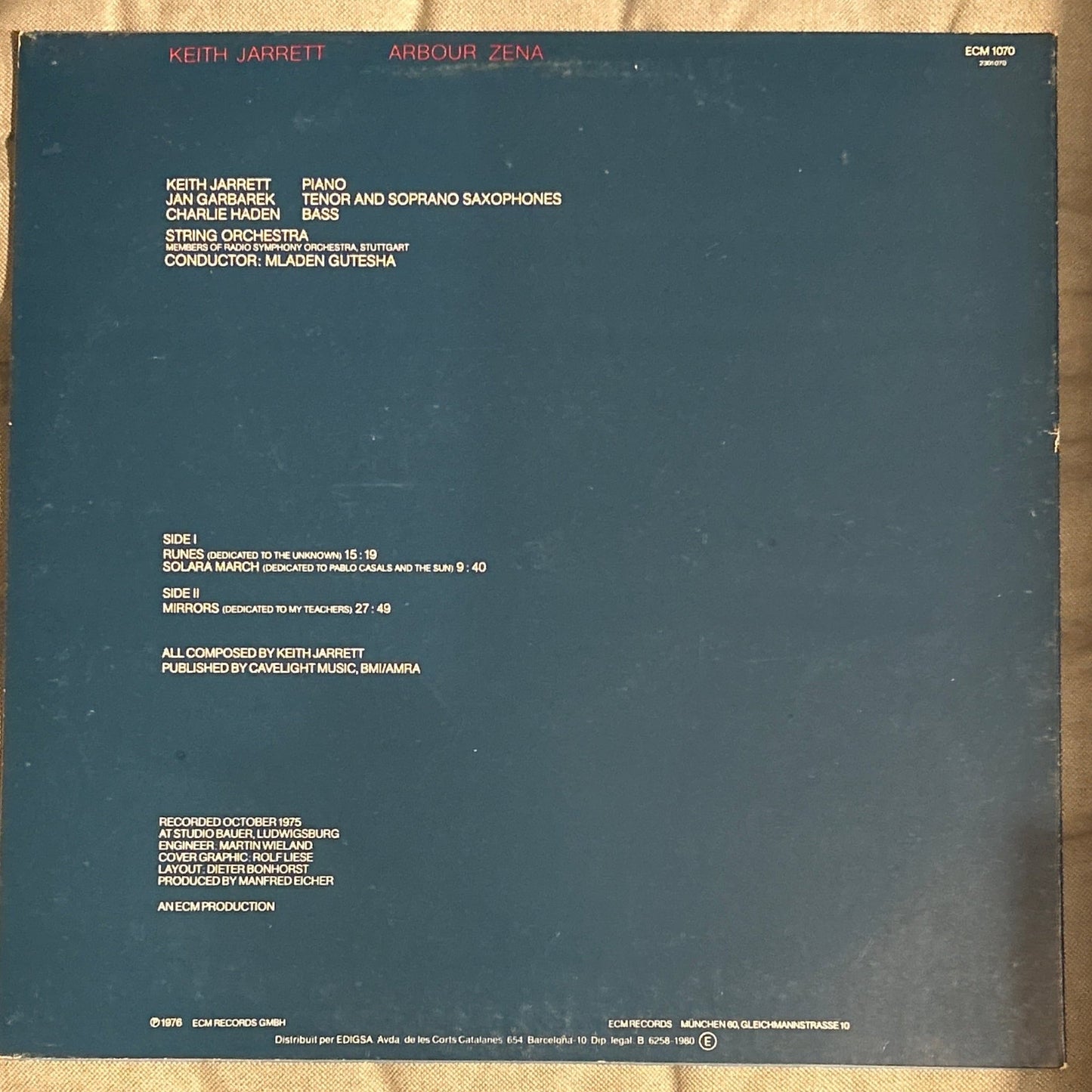 LP Keith Jarrett ‎– Arbour Zena 2ª Mano - DISCOS NAKASHA