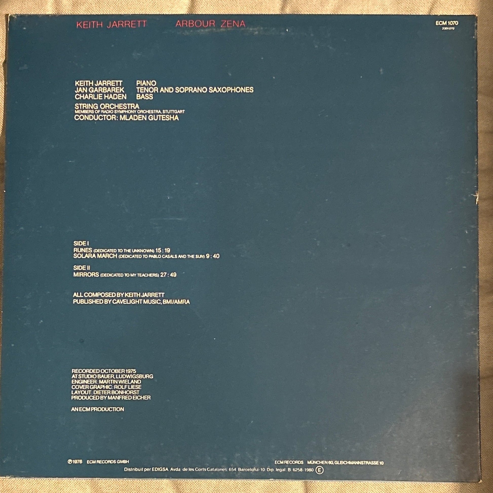 LP Keith Jarrett ‎– Arbour Zena 2ª Mano - DISCOS NAKASHA