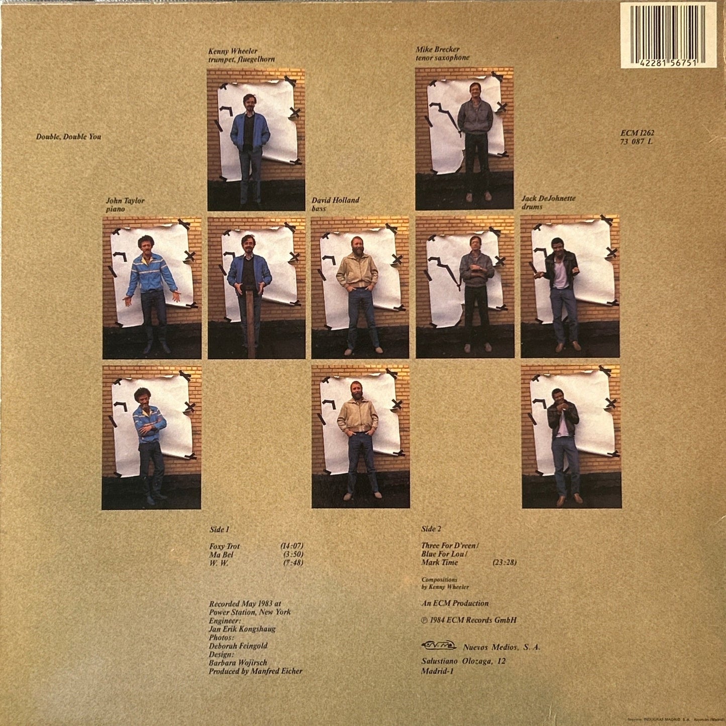 LP Kenny Wheeler, Mike Brecker, John Taylor, David Holland, Jack Dejohnette ‎– Double, Double You 2ª Mano - DISCOS NAKASHA