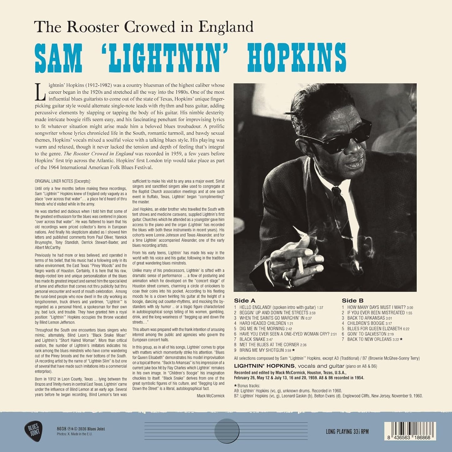 LP Lightnin' Hopkins - The Rooster Crowed In England Nuevo precintado - DISCOS NAKASHA