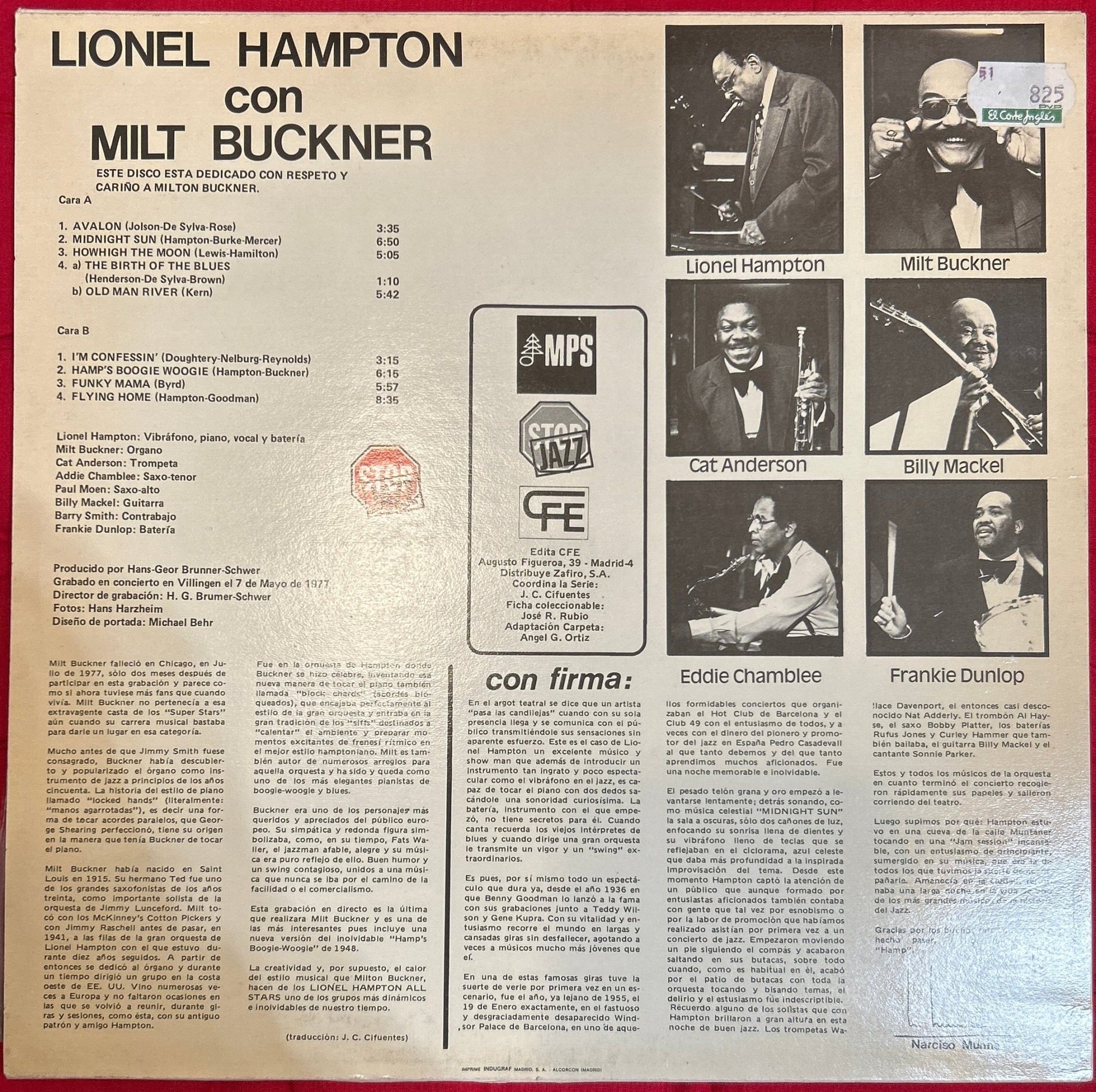 LP Lionel Hampton With Milt Buckner And The All Stars ‎– Alive & Jumping 2ª Mano - DISCOS NAKASHA