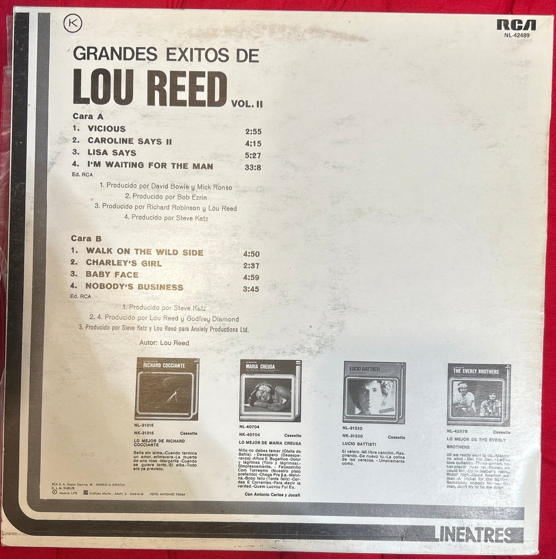 LP Lou Reed – Grandes Exitos De ... Vol. II 2ª Mano - DISCOS NAKASHA