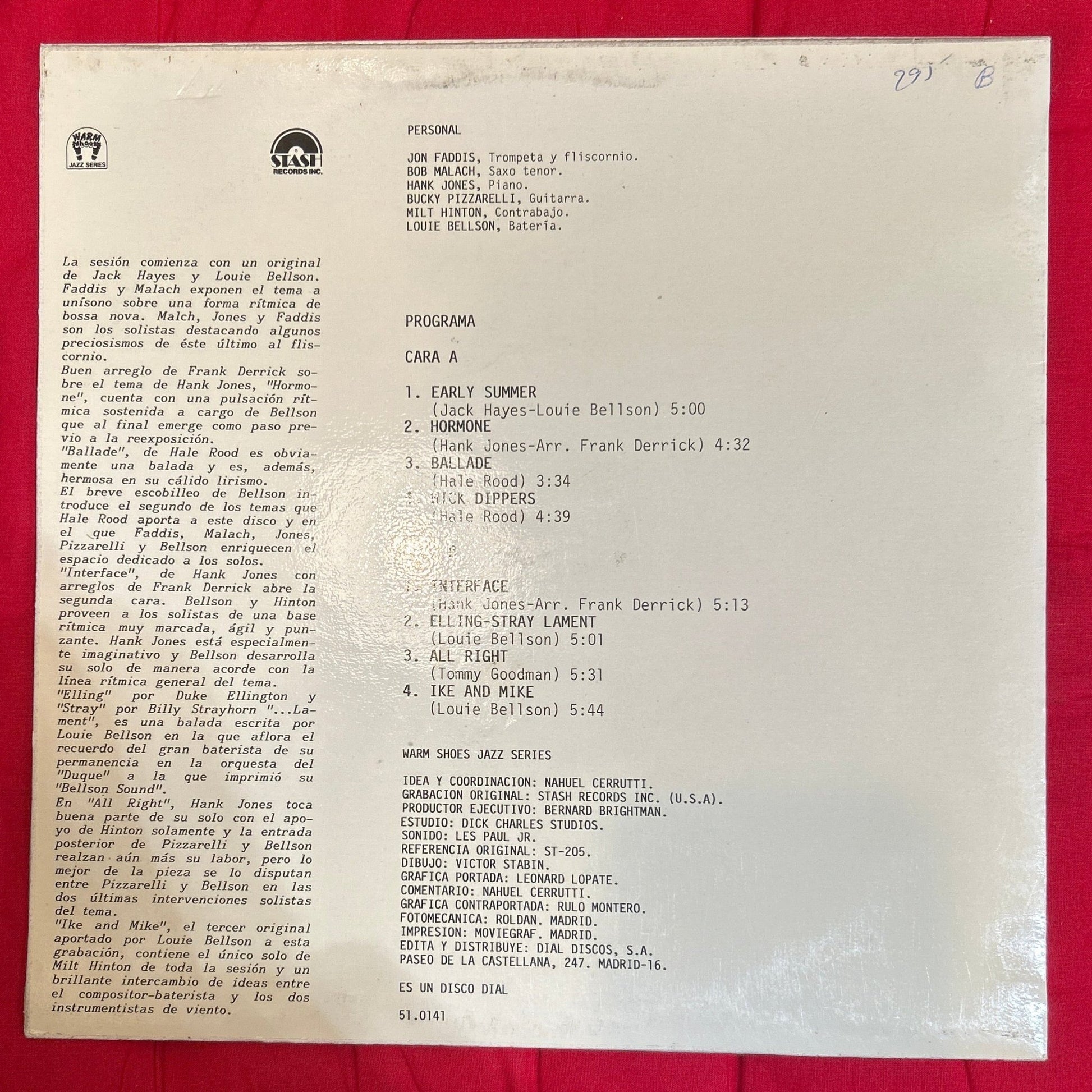 LP Louie Bellson / Jon Faddis / Milt Hinton / Hank Jones / Bob Malach / Bucky Pizzarelli ‎– Originals 2ª Mano - DISCOS NAKASHA