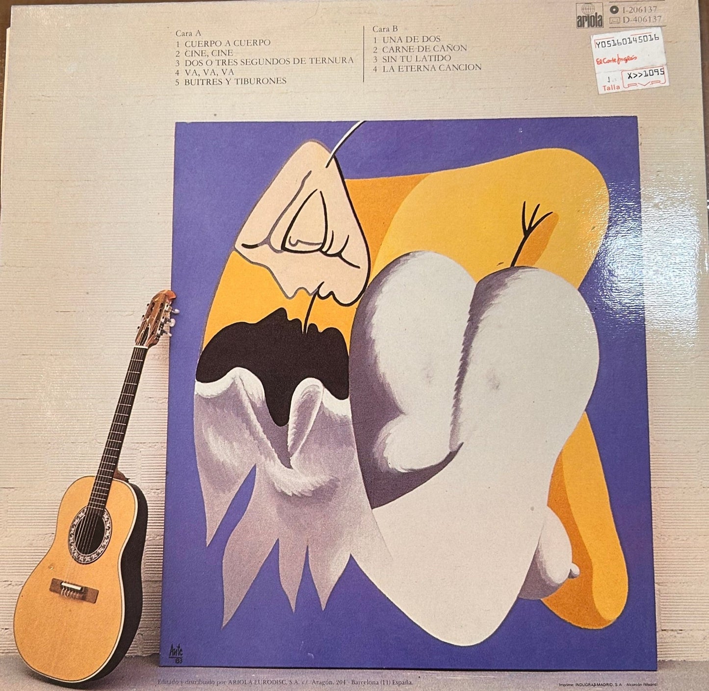 LP Luis Eduardo Aute ‎– Cuerpo A Cuerpo 2ª mano - DISCOS NAKASHA
