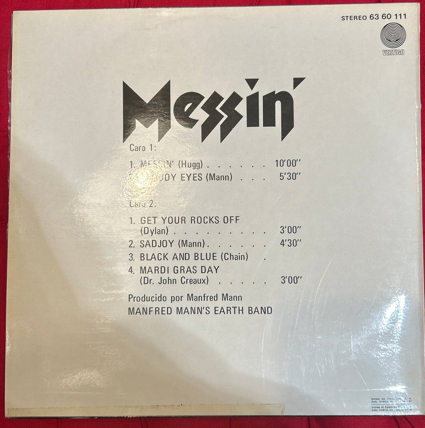 LP Manfred Mann's Earth Band ‎– Messin' 2ª Mano - DISCOS NAKASHA