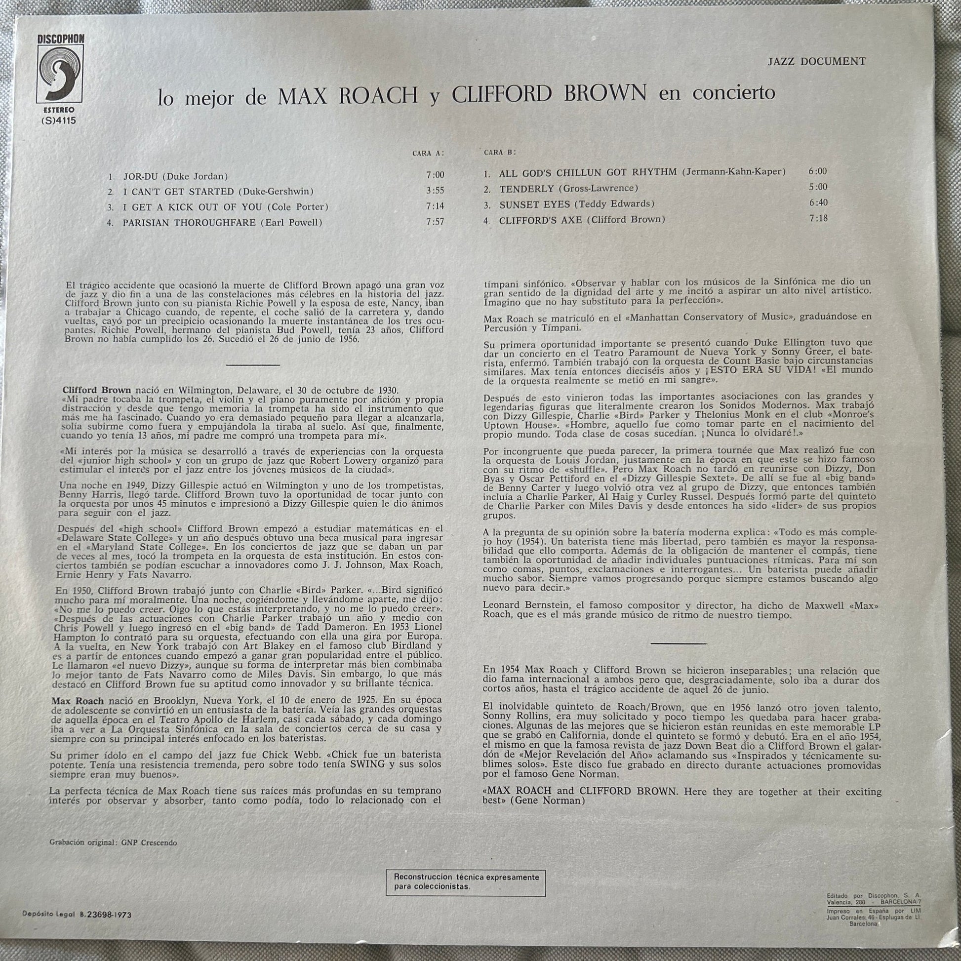 LP Max Roach And Clifford Brown ‎– Lo Mejor De Max Roach Y Clifford Brown En Concierto 2ª Mano (Producto exclusivo recogida en tienda) - DISCOS NAKASHA
