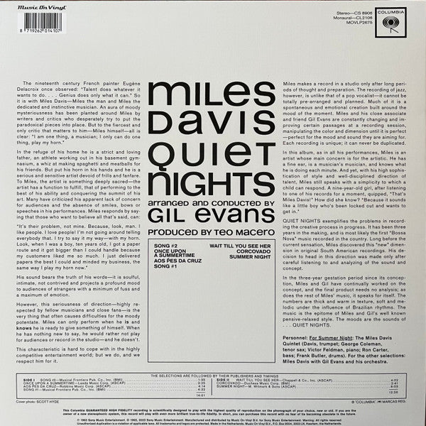 LP Miles Davis ‎– Quiet Nights Nuevo precintado - DISCOS NAKASHA