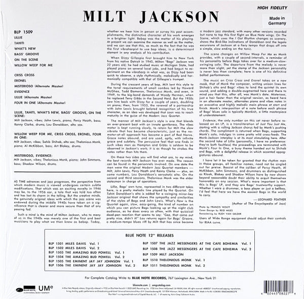 LP Milt Jackson With John Lewis, Percy Heath, Kenny Clarke, Lou Donaldson And The Thelonious Monk Quintet – Milt Jackson With John Lewis, Percy Heath, Kenny Clarke, Lou Donaldson And The Thelonious Monk Quintet Nuevo precintado - DISCOS NAKASHA
