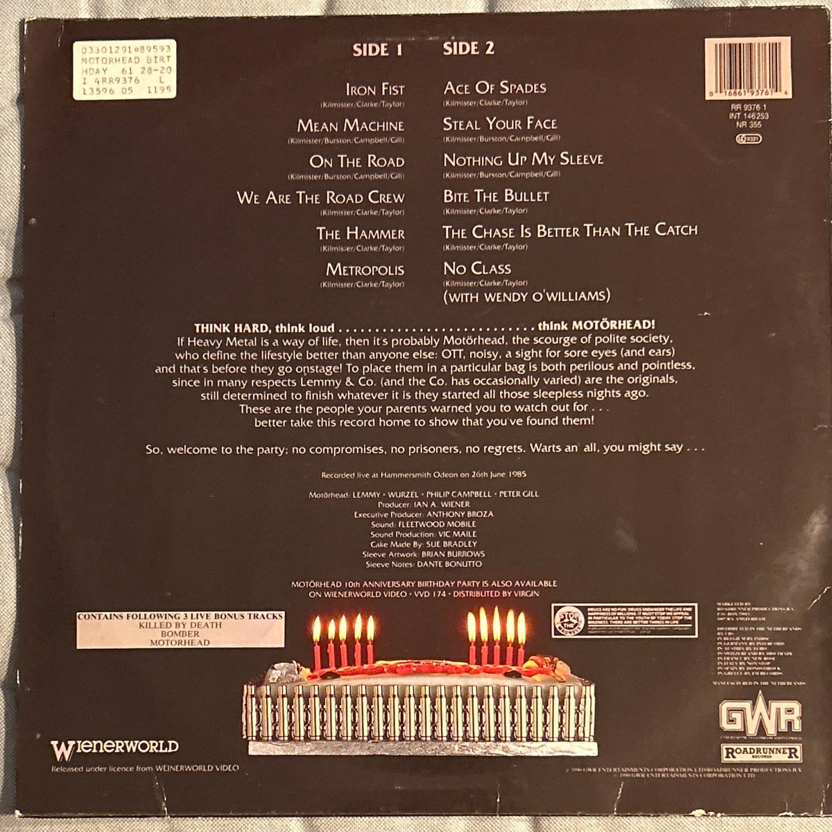 LP Motorhead – The Birthday Party 2ª Mano - DISCOS NAKASHA