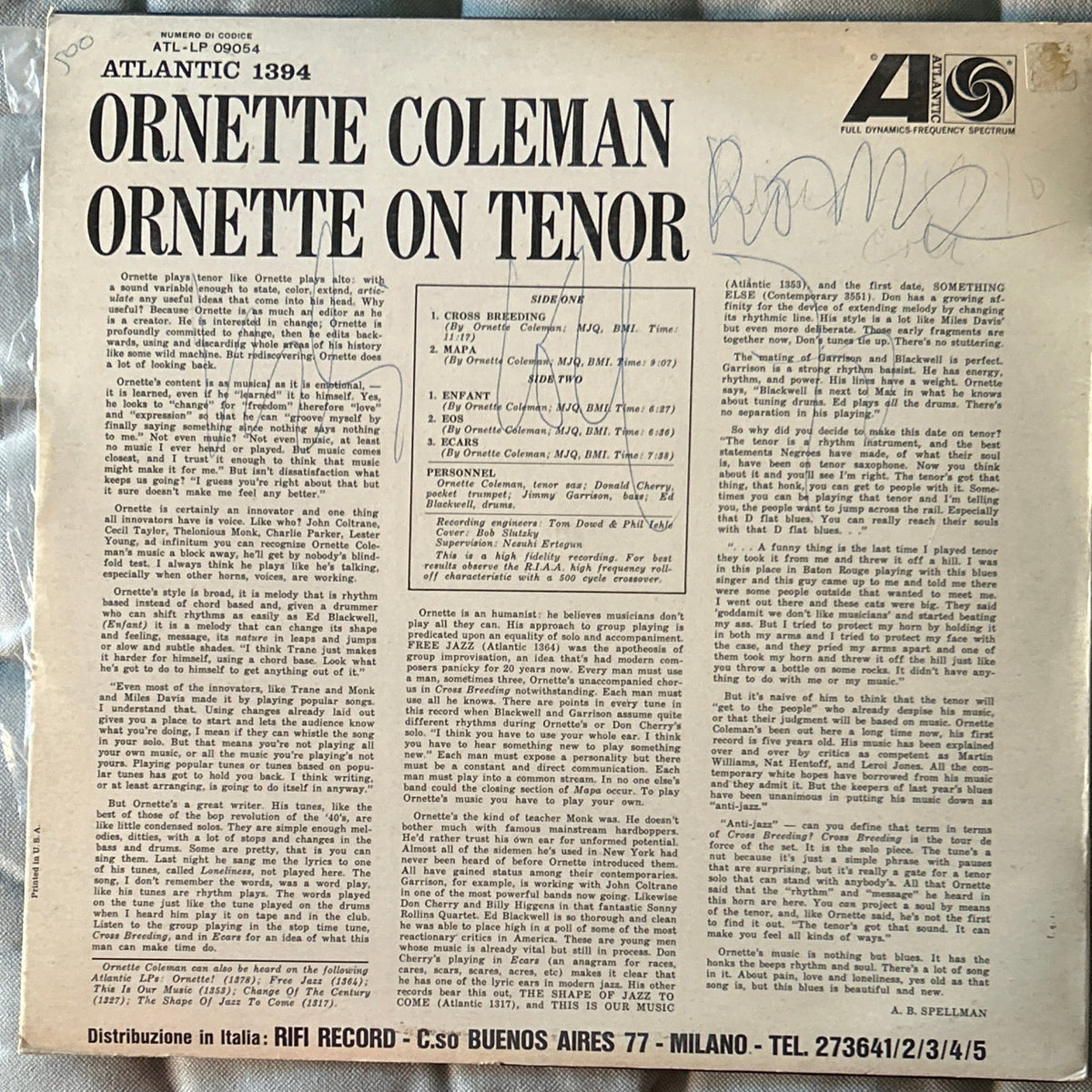 LP Ornette Coleman ‎– Ornette On Tenor 2ª Mano - DISCOS NAKASHA