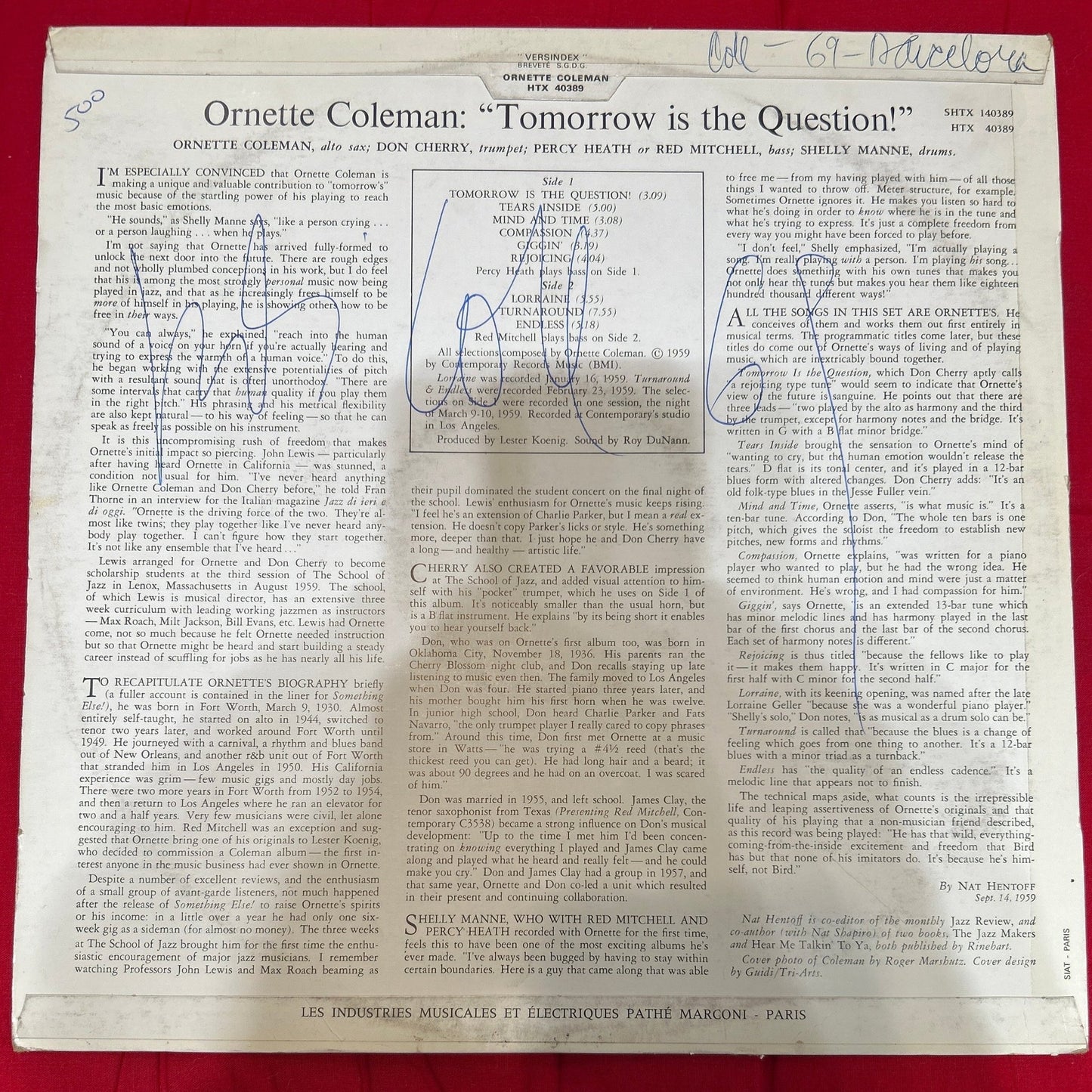 LP Ornette Coleman ‎– Tomorrow Is The Question! 2ª Mano - DISCOS NAKASHA