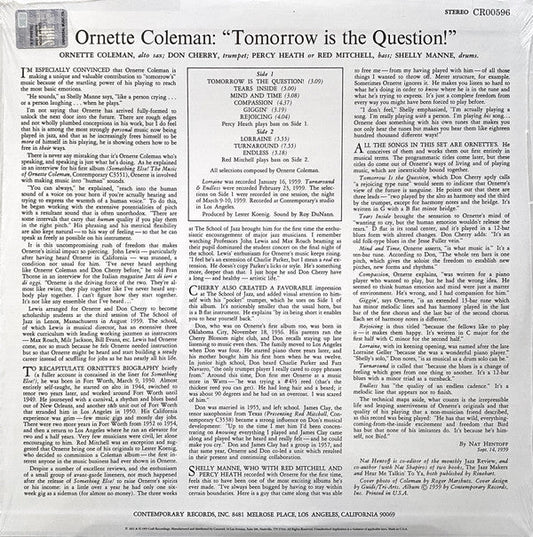 LP Ornette Coleman ‎– Tomorrow Is The Question! Nuevo precintado - DISCOS NAKASHA