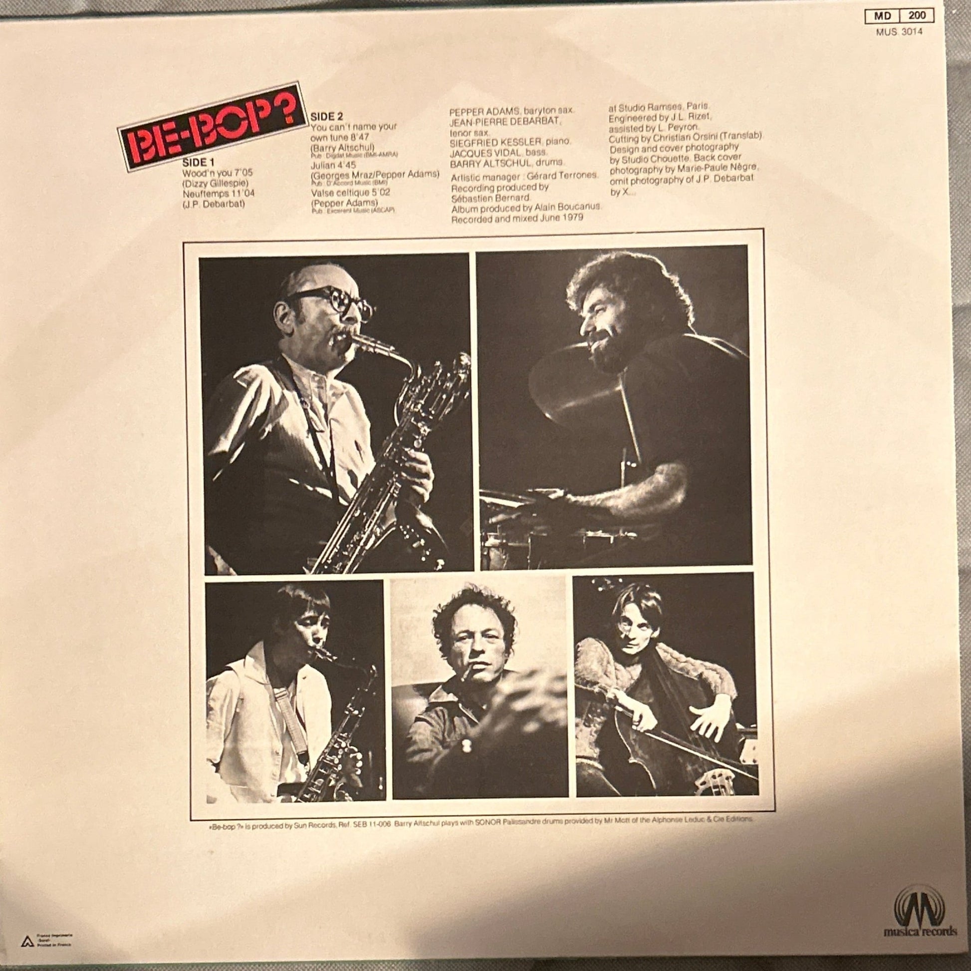 LP Pepper Adams & Barry Altschul ‎– Be-Bop? 2ª Mano - DISCOS NAKASHA