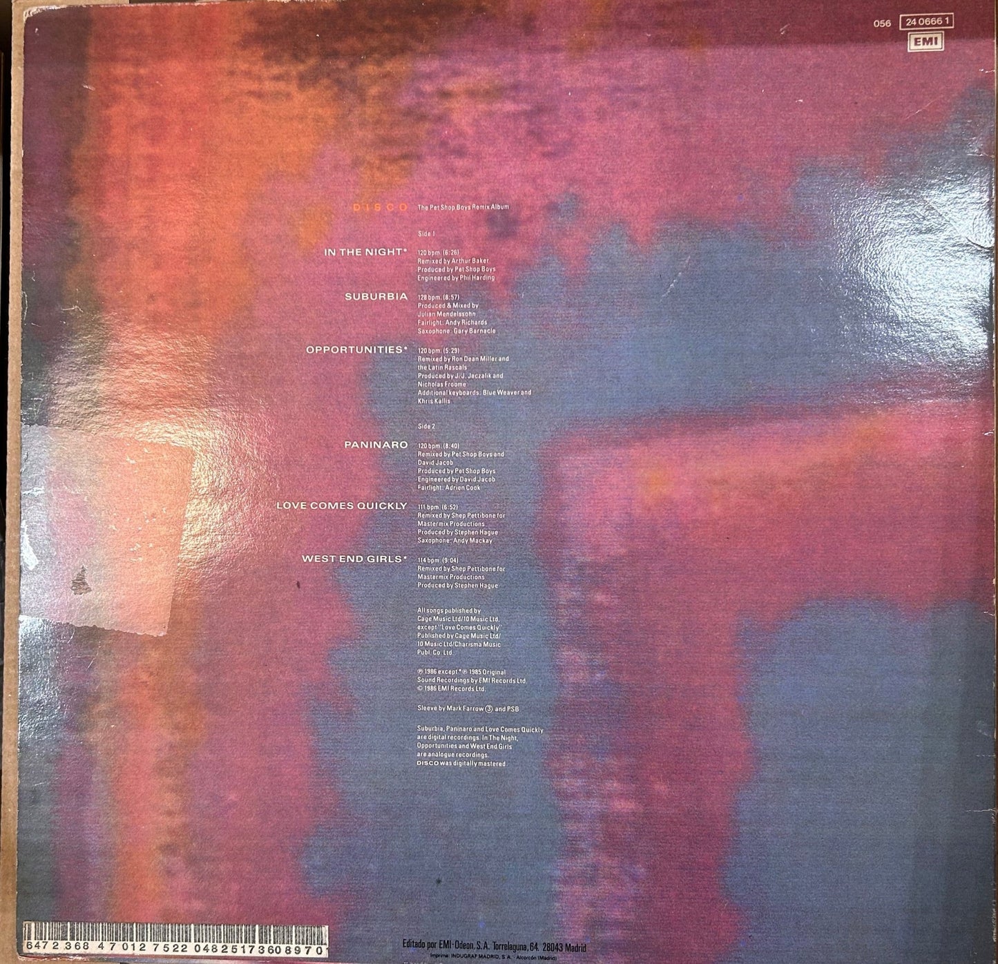 LP Pet Shop Boys ‎– Disco 2ª Mano - DISCOS NAKASHA