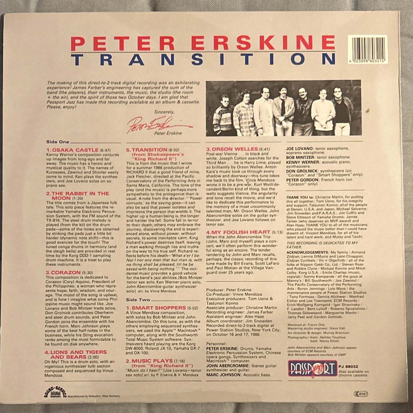 LP Peter Erskine ‎– Transition 2ª Mano - DISCOS NAKASHA