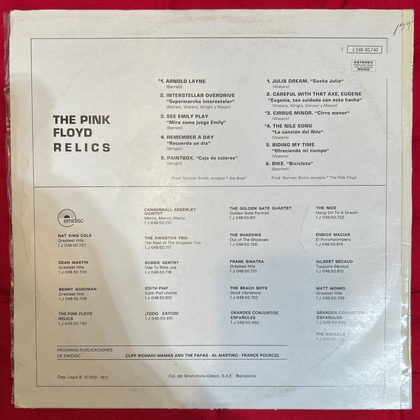 LP Pink Floyd ‎– Relics 2ª mano - DISCOS NAKASHA